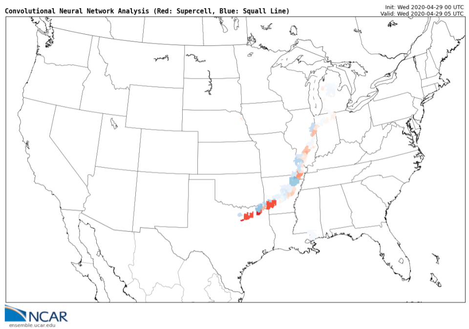 real-time visualization identifying supercells and squall line segments for forecasters